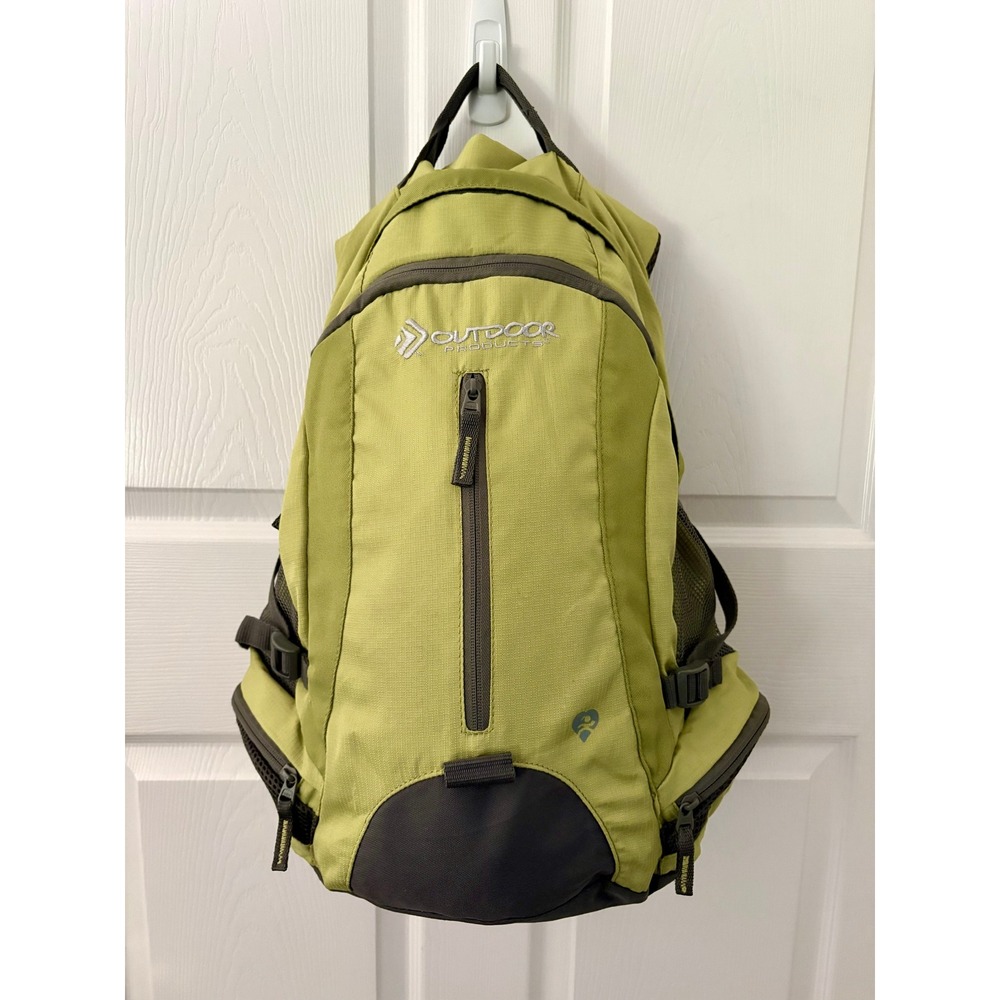 Outdoor Products Backpack Lime Green Ripstop Nylon Hiking School Bag 18in
